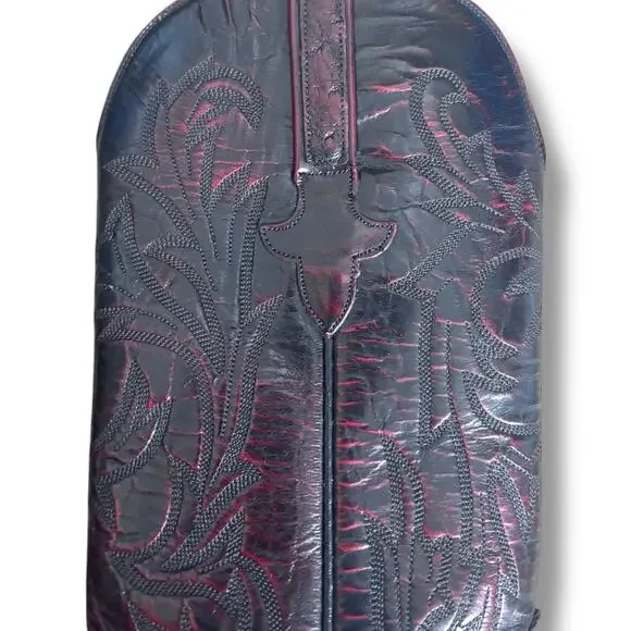 Lucchese Women’s Ostrich Cowboy Boots Size 7 Burgundy Western Leather Exotic - Picture 5 of 12